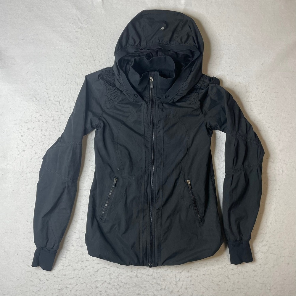 Lululemon Dance Studio Jacket Womens Size 4 Black Hooded Full Zip Lightweight